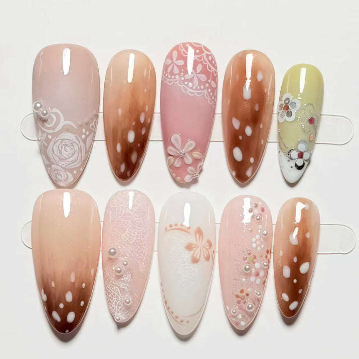 Decorative Floral-Inspired Press-On Nail Set