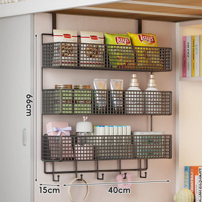 Under-Shelf Double-Tier Ventilated Mesh Hanging Storage Basket for Pantry and Bathroom