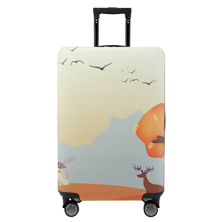 Unisex nan elastic motif suitcase cover made of stretchable polyester with handle and wheel openings Stornfield