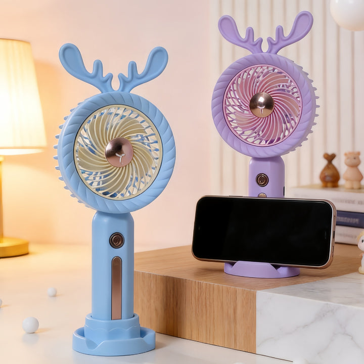 Women's Portable Hand Fan with Creative Antler Design Stornfield