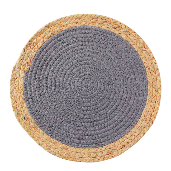Round woven cotton braided rug for living and entrance area Stornfield