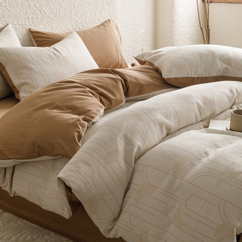 Premium duvet cover set made of cotton percale with subtle paisley relief texture