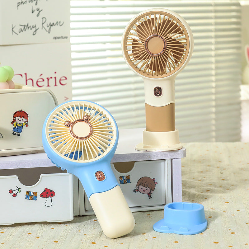 Ladies portable hand fan with playful bear design Stornfield