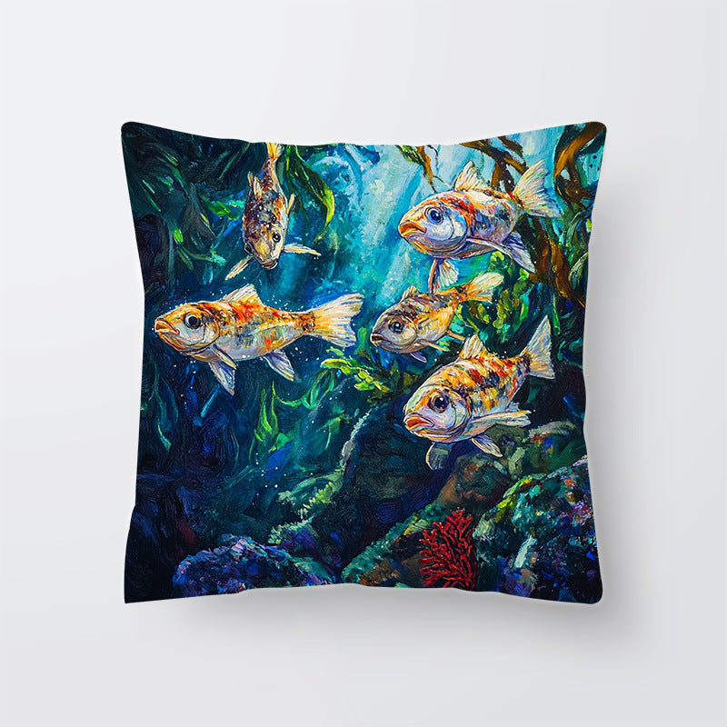 Artistic Marine Life Throw Pillow