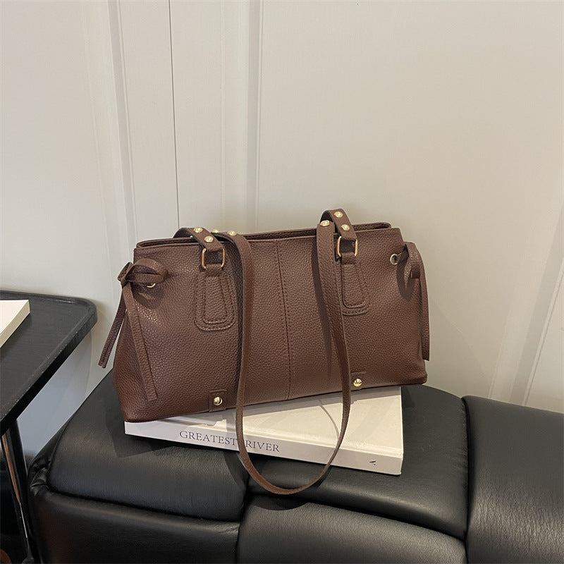 Textured Shoulder Tote Bag