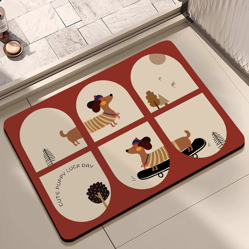 Decorative Floral Print Bath Mat Stornfield