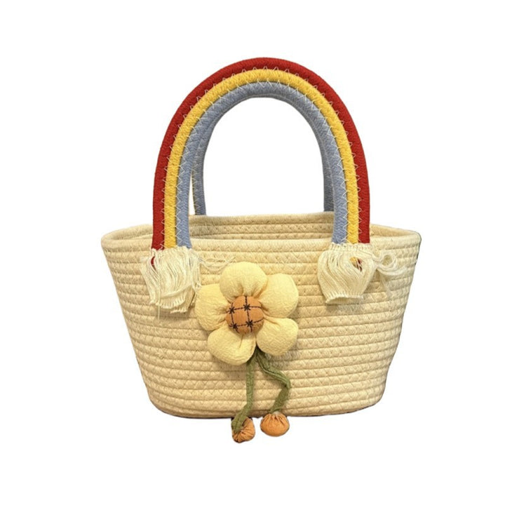 Women's handmade basket bag with color-coordinated handle accents Stornfield