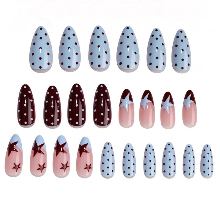 Acrylic nail set with creative dot and star design Stornfield