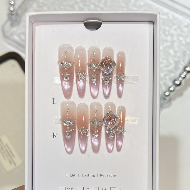 Luxurious Crystal-Embellished Press-On Nails