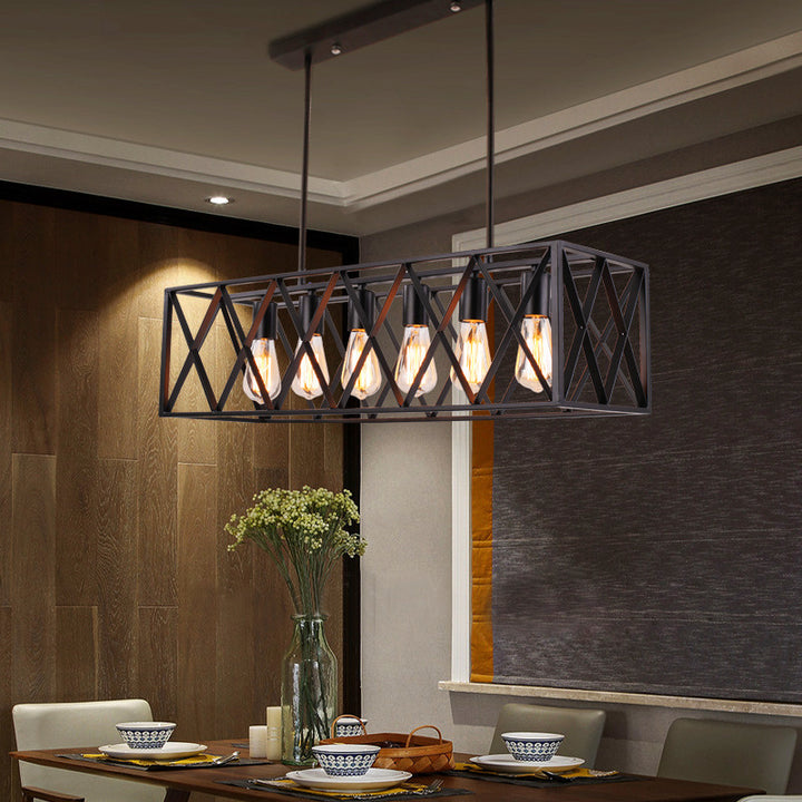 Industrial-Style Rectangular Pendant Light