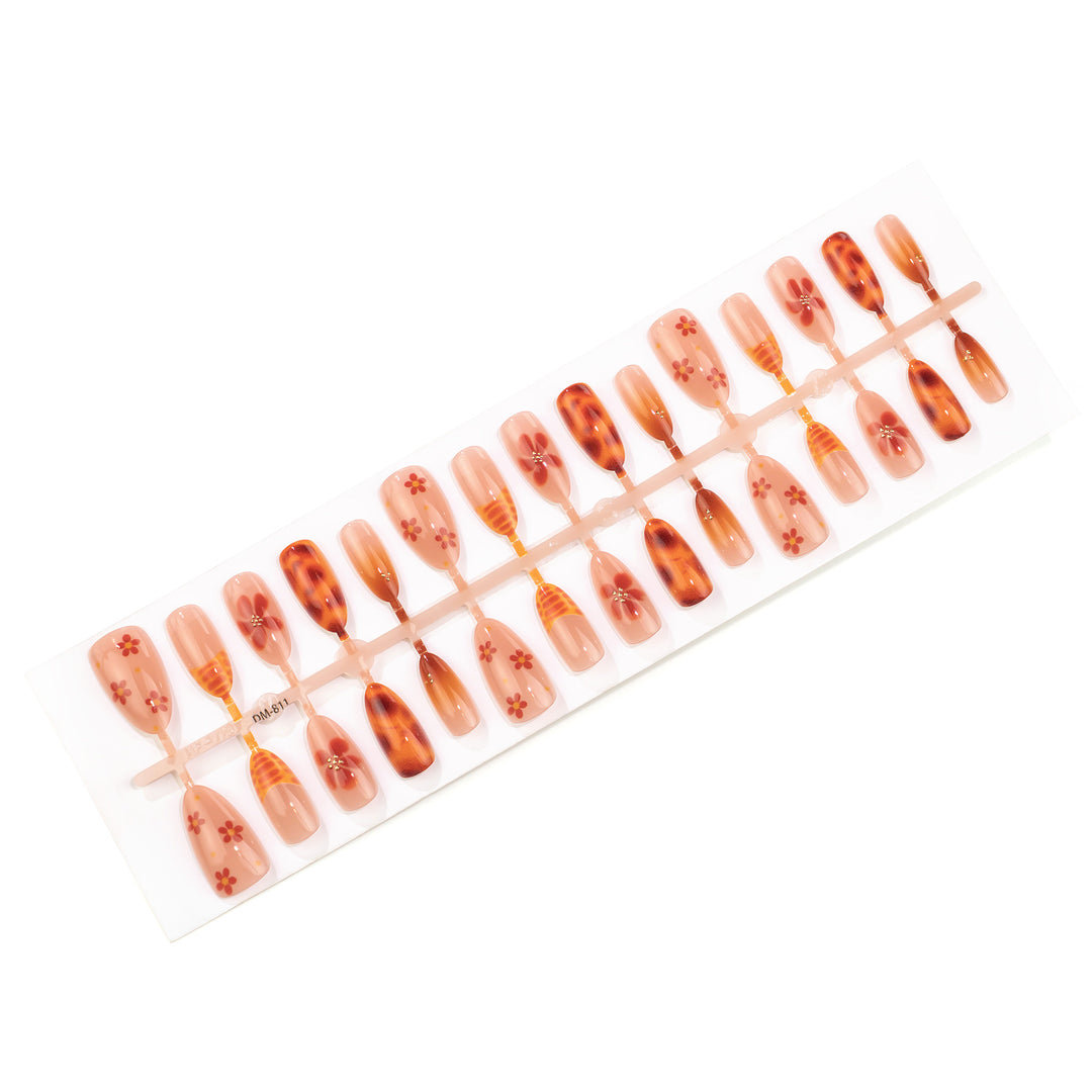 Artistic Floral-Patterned Press-On Nail Set Stornfield