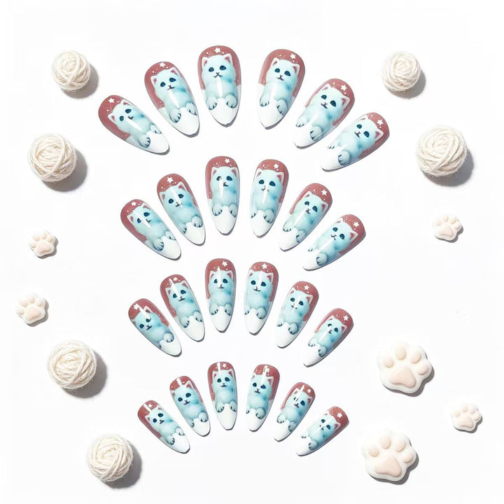 Creative artificial nails with playful cat design Stornfield