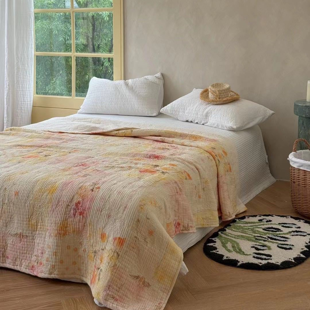 Cotton Gauze Patchwork Quilted Bedspread
