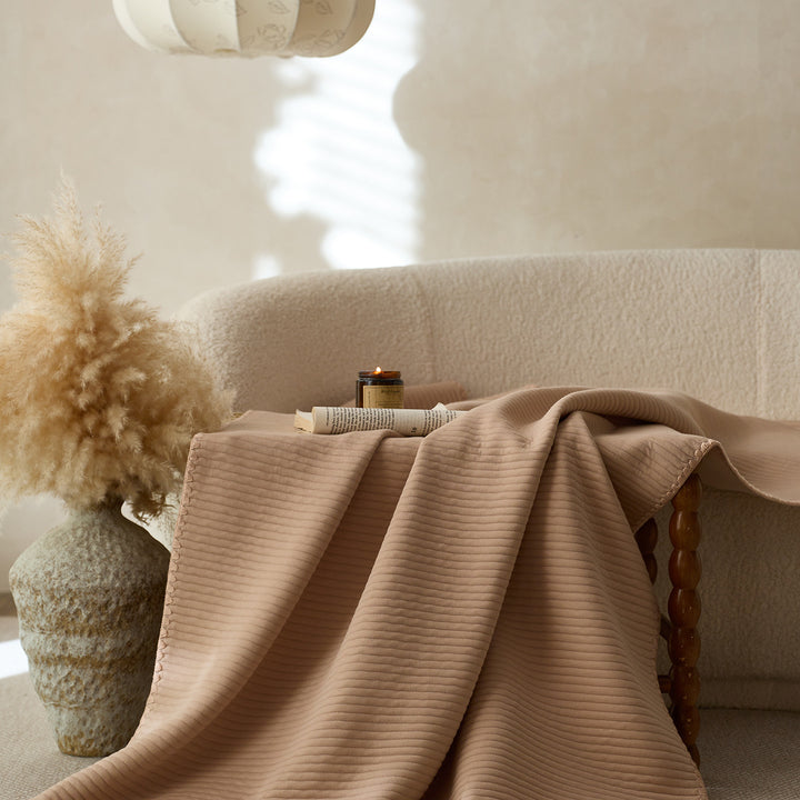 Luxury Ribbed Knit Sofa Throw Blanket