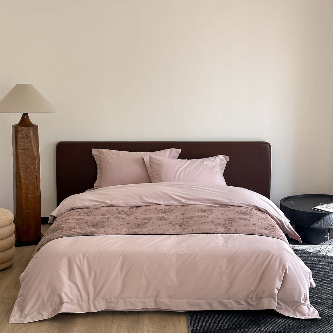 Botanical Panel Cotton-Sateen Duvet Cover Set with Reversible Floral Band & Envelope Closure