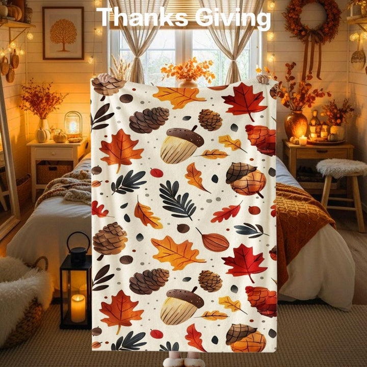 Thanksgiving-Themed Cozy Fleece Blanket