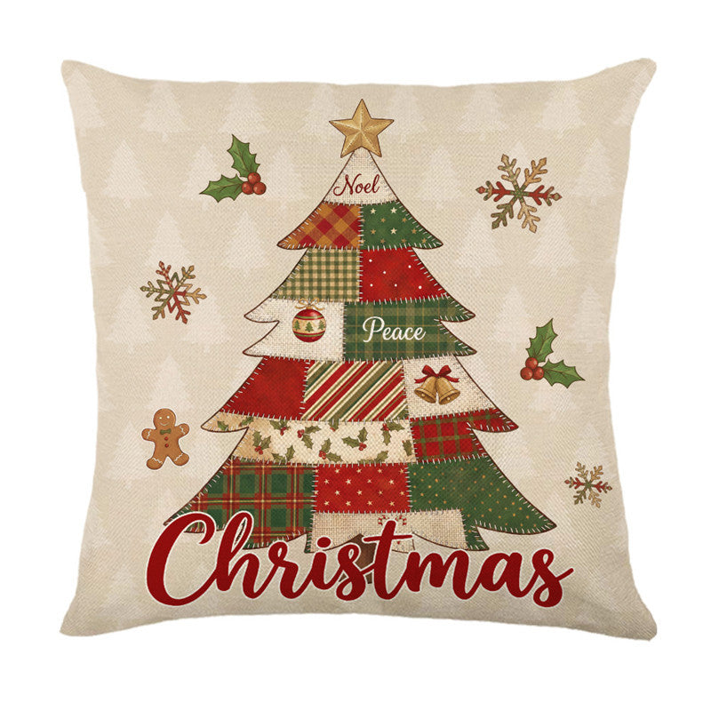 Festive Merry & Bright Holiday Decorative Throw Pillow Cover with Seasonal Icon Print