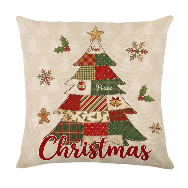 Festive Merry & Bright Holiday Decorative Throw Pillow Cover with Seasonal Icon Print