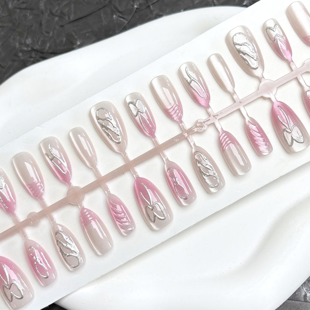 Press-On Nail Art Set with Elegant Styles