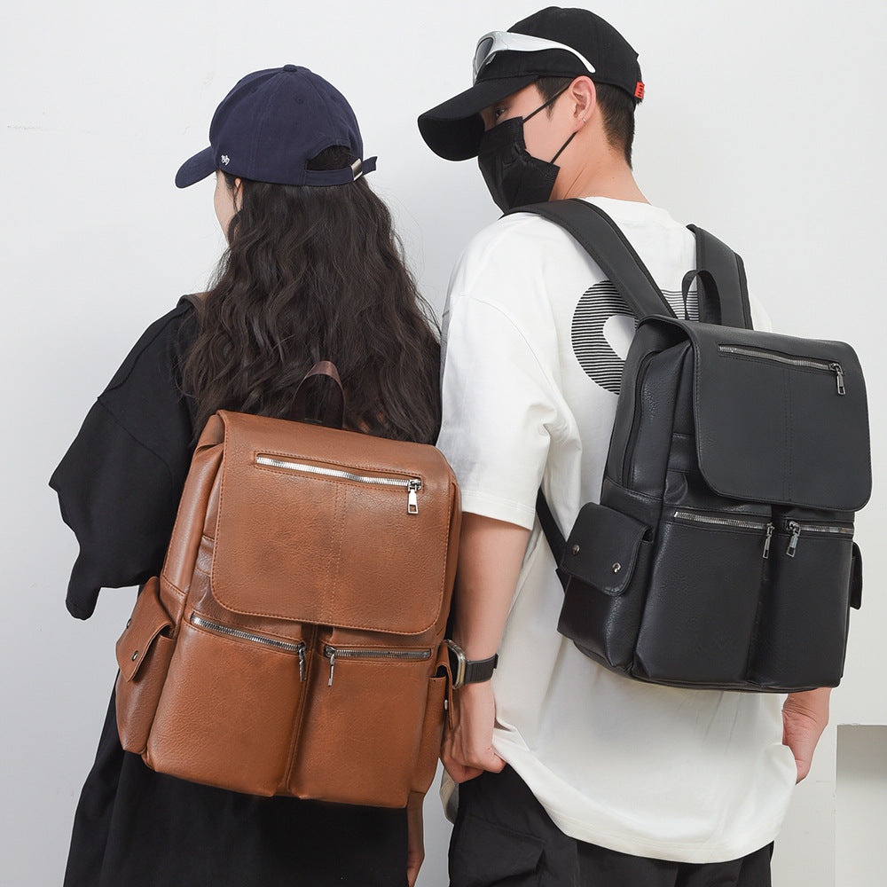 Stylish Multi-Pocket Leather Backpack Stornfield