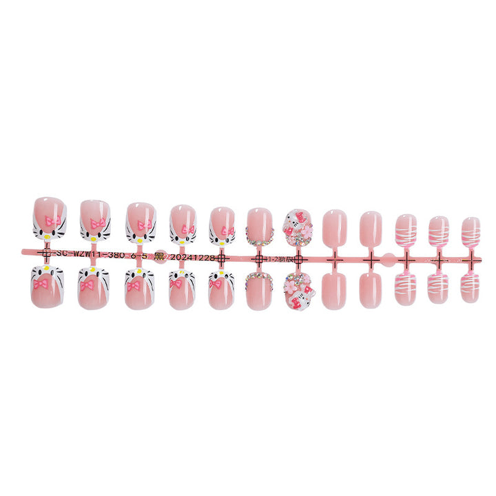 Artistic Press-On Nail Set with Cute Character Designs Stornfield