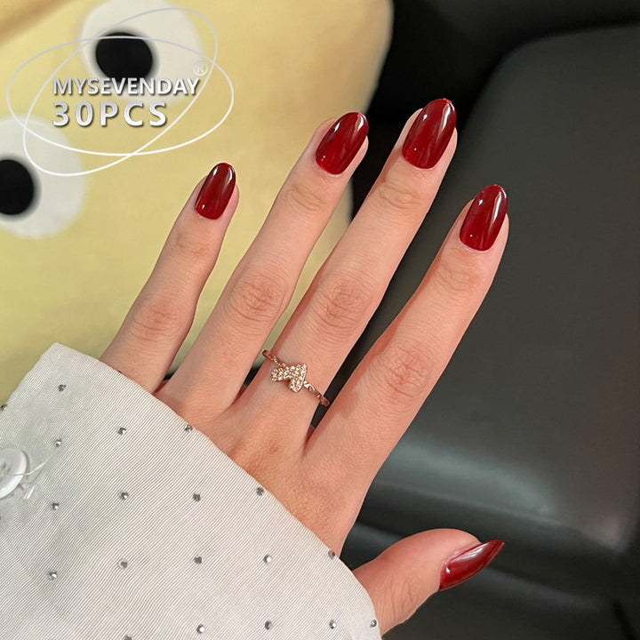 Glossy Red Press-On Nail Set Stornfield