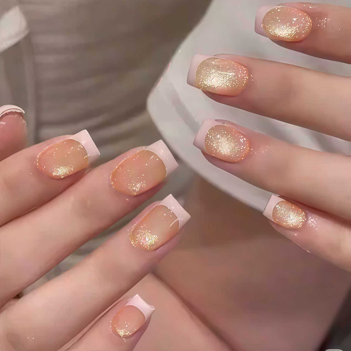 Elegant Glitter French Tip Press-On Nails Stornfield
