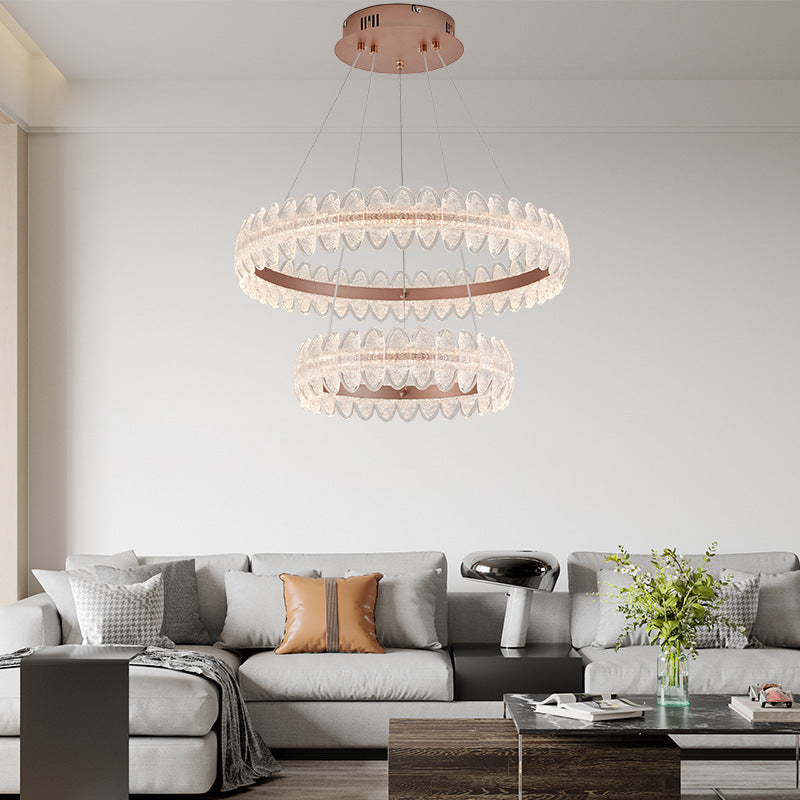 Modern Double Layer Crystal Pendant Light