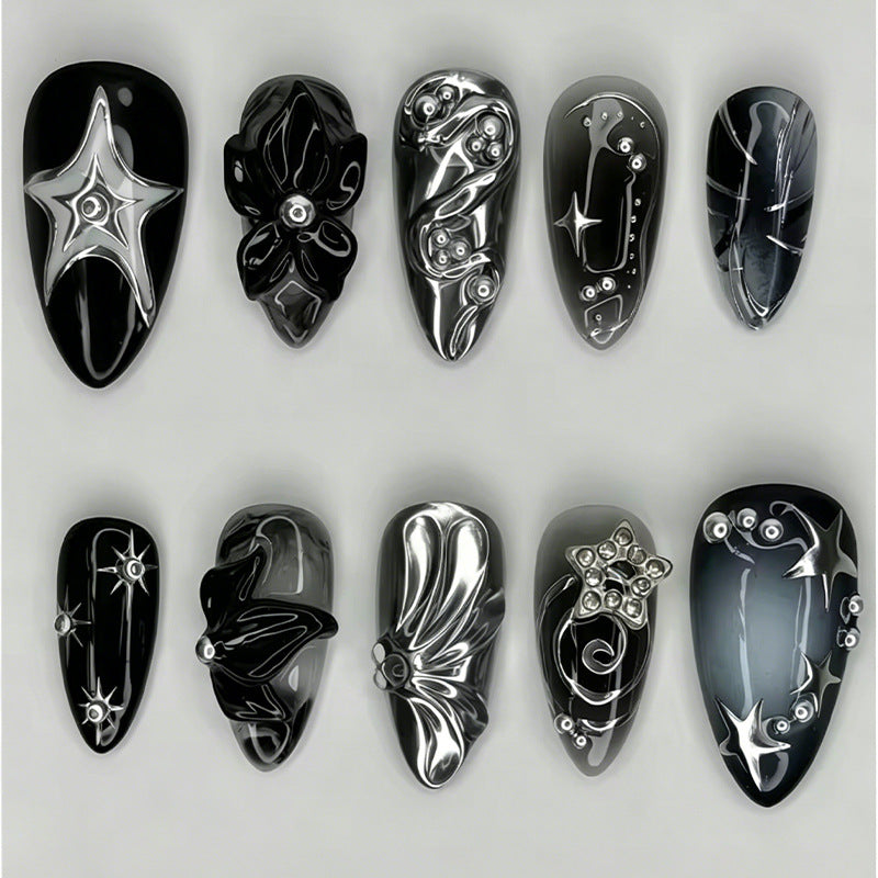 Stylish metallic decorated artificial nails Stornfield