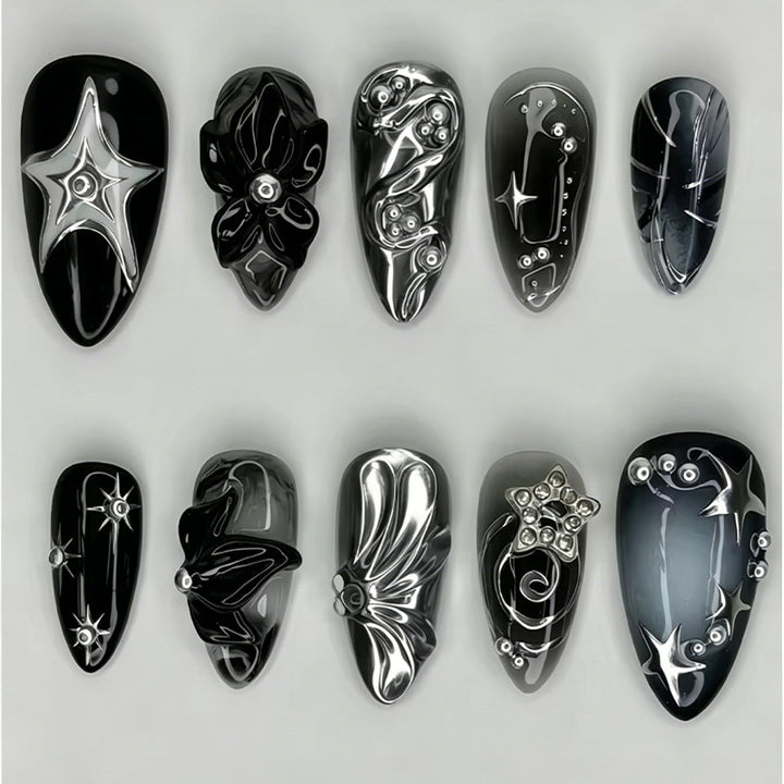 Stylish metallic decorated artificial nails Stornfield