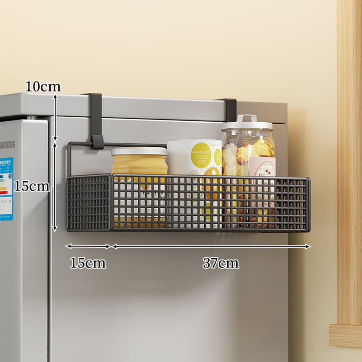 Over-the-Fridge Stacked Metal Mesh Hanging Storage Basket