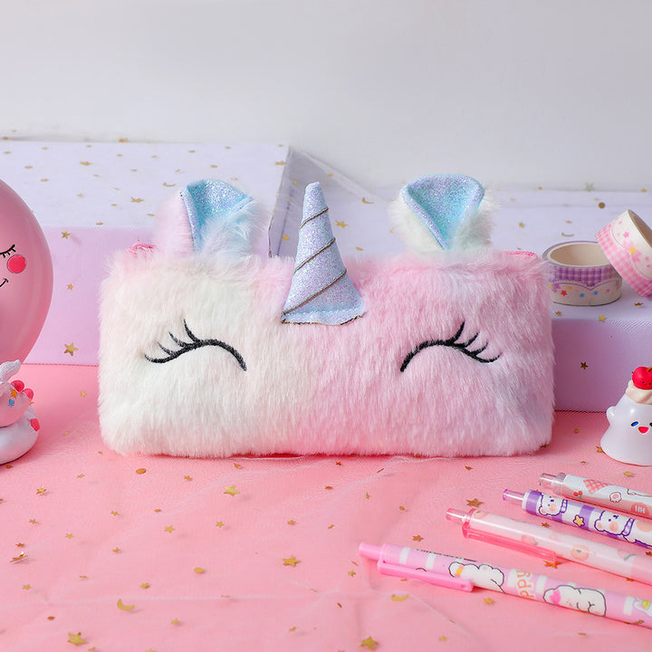 Plush Unicorn-Themed Pencil Case