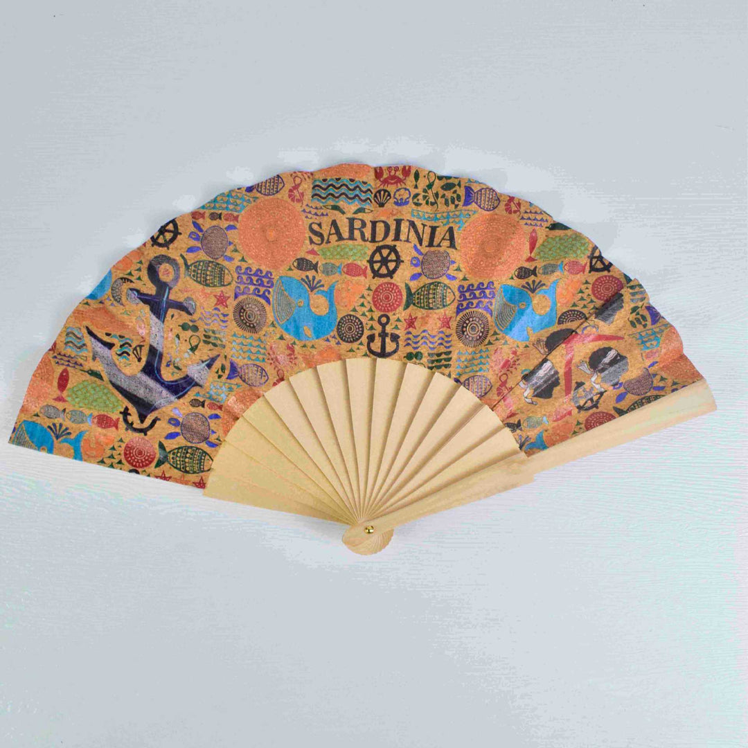 Ladies fan with cultural motif and elegant wooden frame Stornfield