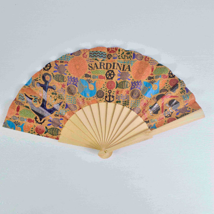 Ladies fan with cultural motif and elegant wooden frame Stornfield