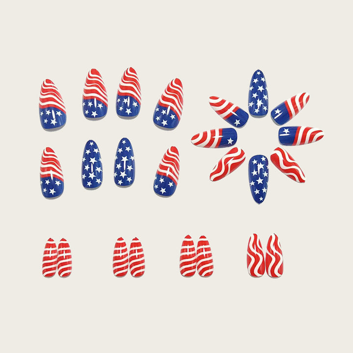 Artificial Nails in Patriotic Waves and Stars Design Stornfield