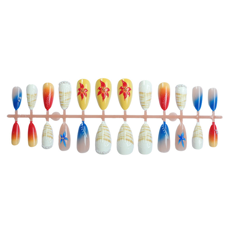 Artistic Shell-Themed Press-On Nail Art Set