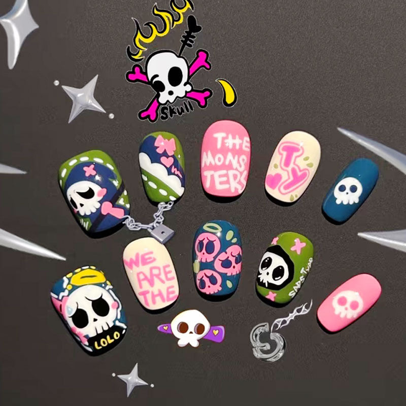 Artistic Coffee-Inspired Press-On Nail Art Set Stornfield
