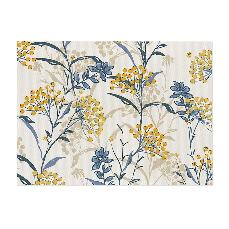 Botanical Printed Cotton-Linen Rectangular Dining Placemat with Non-Slip Backing