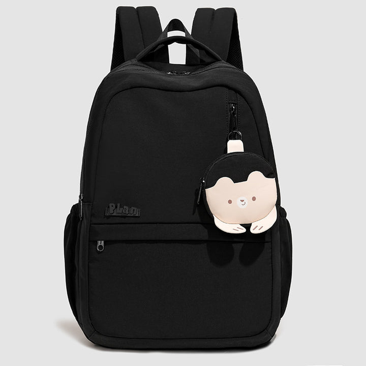 Versatile Daily Backpack with Cute Plush Keychain Stornfield