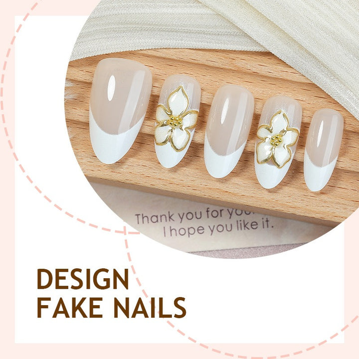 Artificial nail set with floral accents and luxurious glitter Stornfield