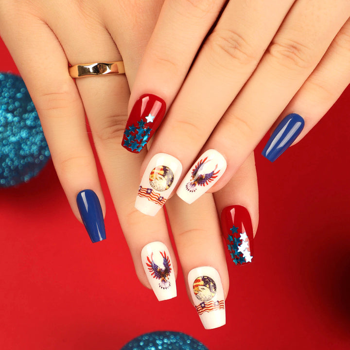 Artistic Nail Extensions with Patriotic Designs Stornfield