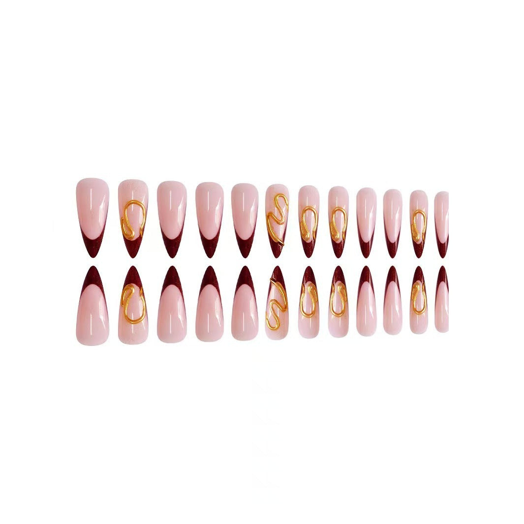 Artistic Stiletto Nail Extensions with Abstract Design Stornfield
