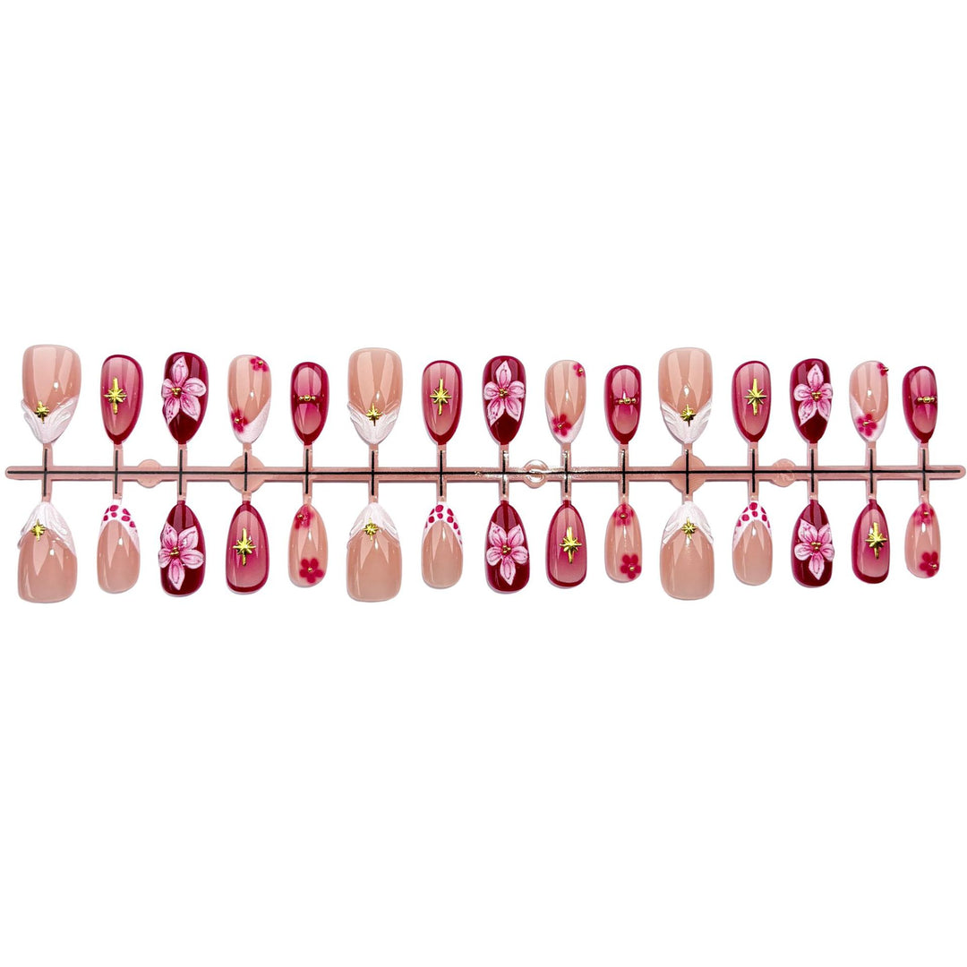 Floral-Embellished Press-On Nail Set 1790746068