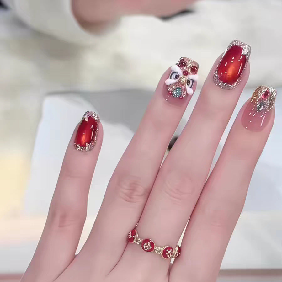 Artistic Rhinestone-Embellished Nail Extensions Stornfield