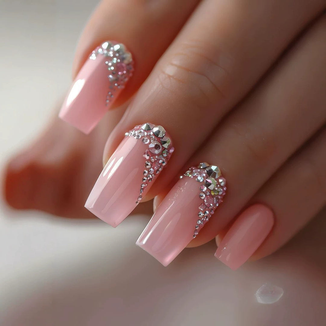 Artificial nail set with glamorous rhinestone embellishments Stornfield