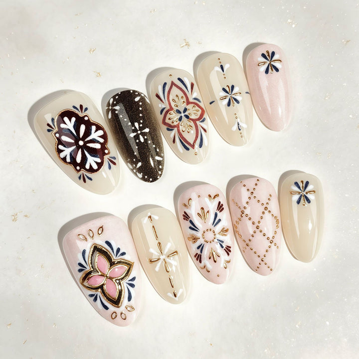 Artistic Seasonal-Inspired Press-On Nails