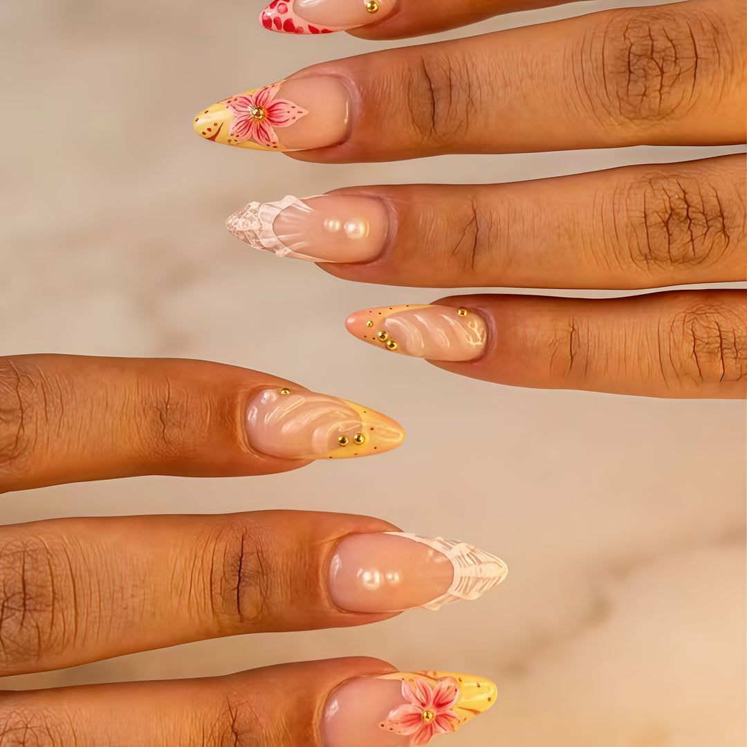 Floral-Embellished Press-On Nail Extensions Stornfield