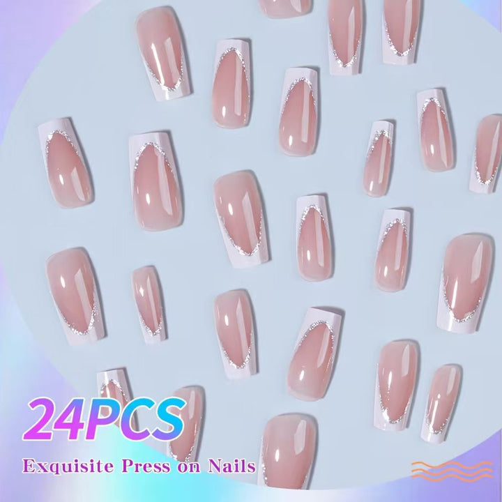 Elegant French Tip Press-On Nails Stornfield
