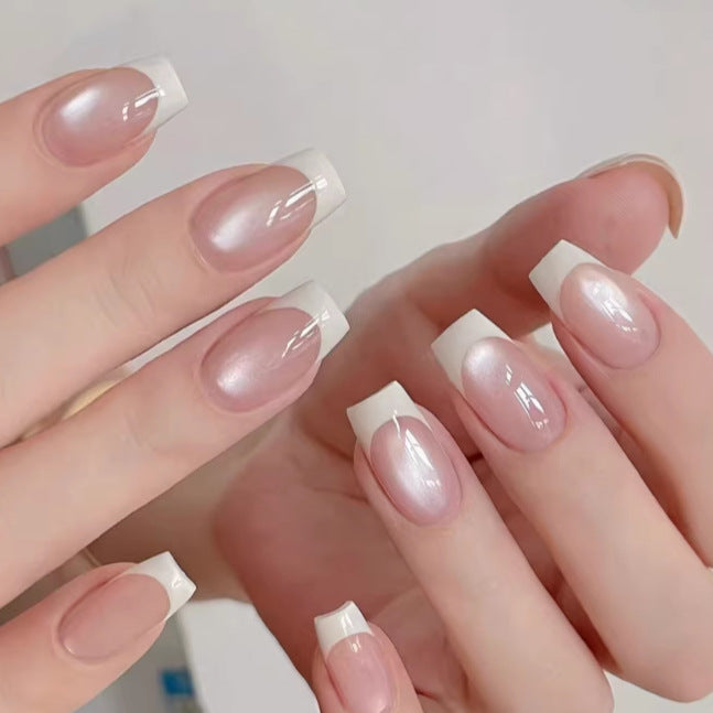 Elegant French Tip Gel Press-On Nails Stornfield