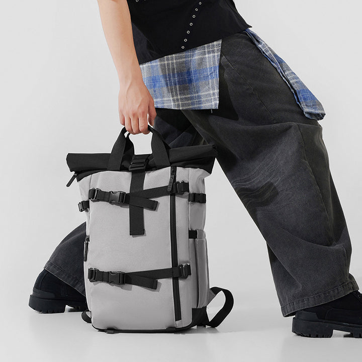 Backpack with roll closure and durable materials Stornfield